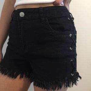 Black high-rise Jean Shorts